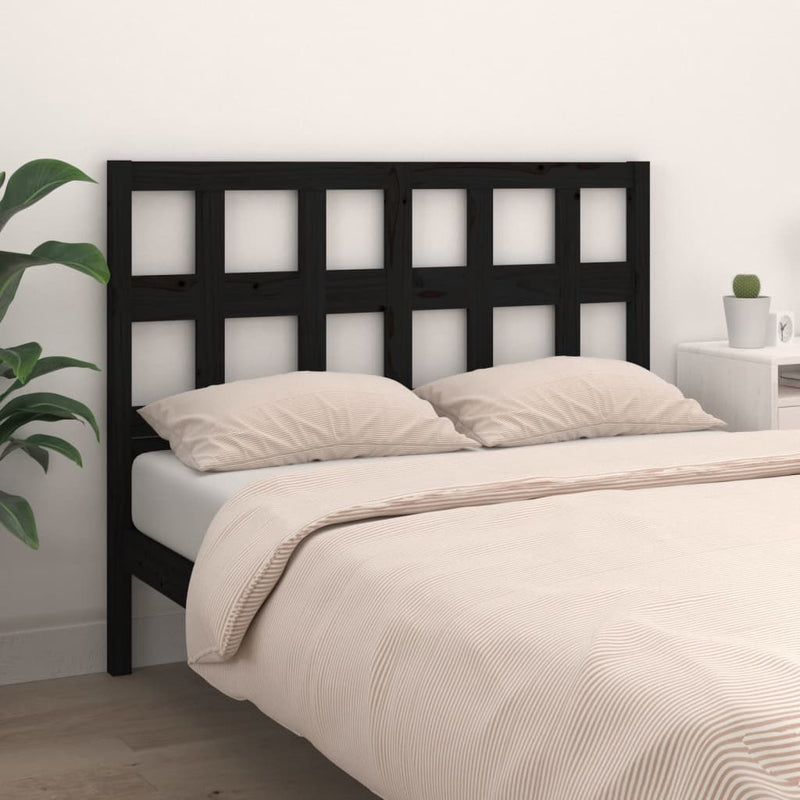 vidaXL fekete tömör fenyőfa ágyfejtámla 125,5x4x100 cm