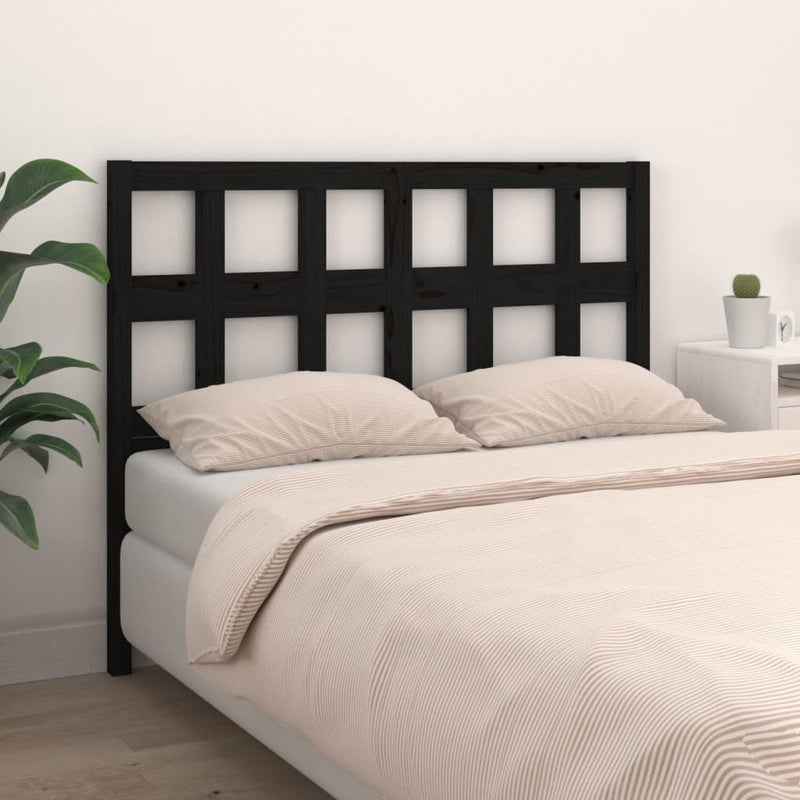 vidaXL fekete tömör fenyőfa ágyfejtámla 125,5x4x100 cm
