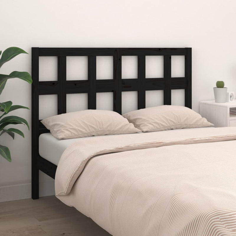 vidaXL fekete tömör fenyőfa ágyfejtámla 145,5x4x100 cm