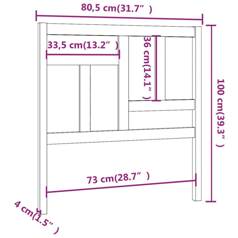 vidaXL tömör fenyőfa ágyfejtámla 80,5 x 4 x 100 cm