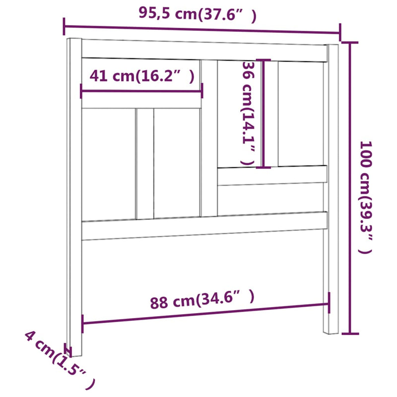 vidaXL fehér tömör fenyőfa ágyfejtámla 95,5 x 4 x 100 cm