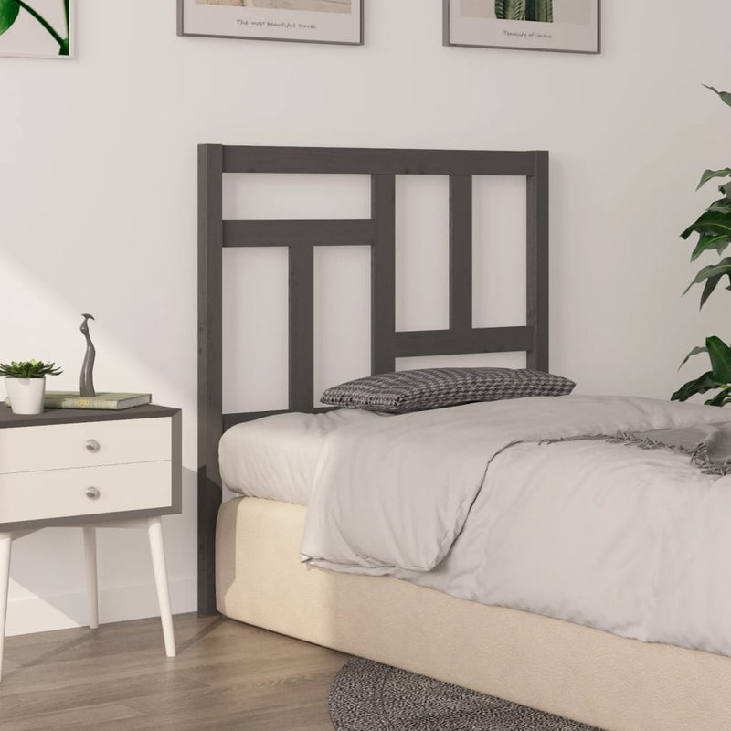 vidaXL szürke tömör fenyőfa ágyfejtámla 95,5 x 4 x 100 cm