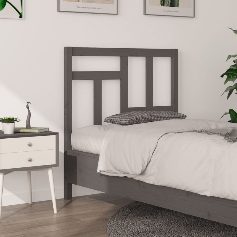 vidaXL szürke tömör fenyőfa ágyfejtámla 95,5 x 4 x 100 cm
