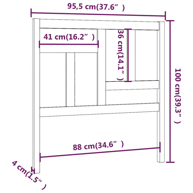 vidaXL fekete tömör fenyőfa ágyfejtámla 95,5 x 4 x 100 cm