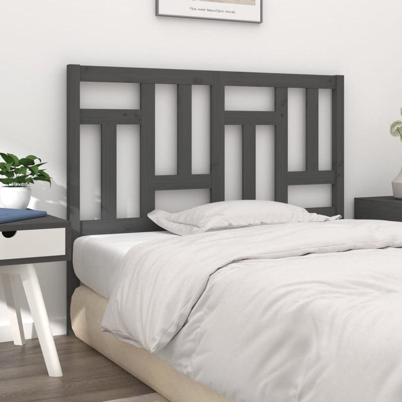 vidaXL szürke tömör fenyőfa ágyfejtámla 125,5 x 4 x 100 cm