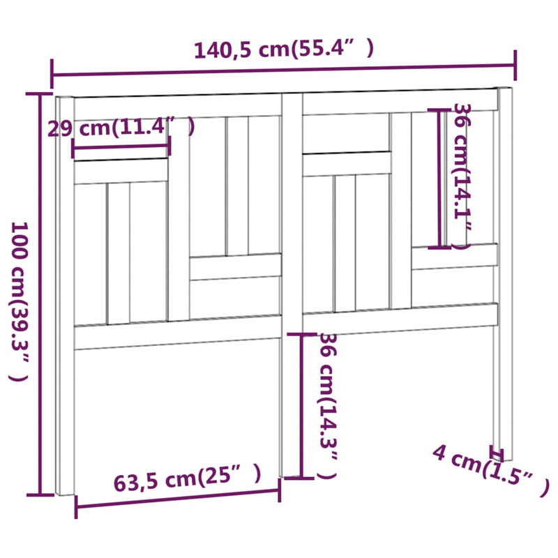 vidaXL tömör fenyőfa ágyfejtámla 140,5 x 4 x 100 cm