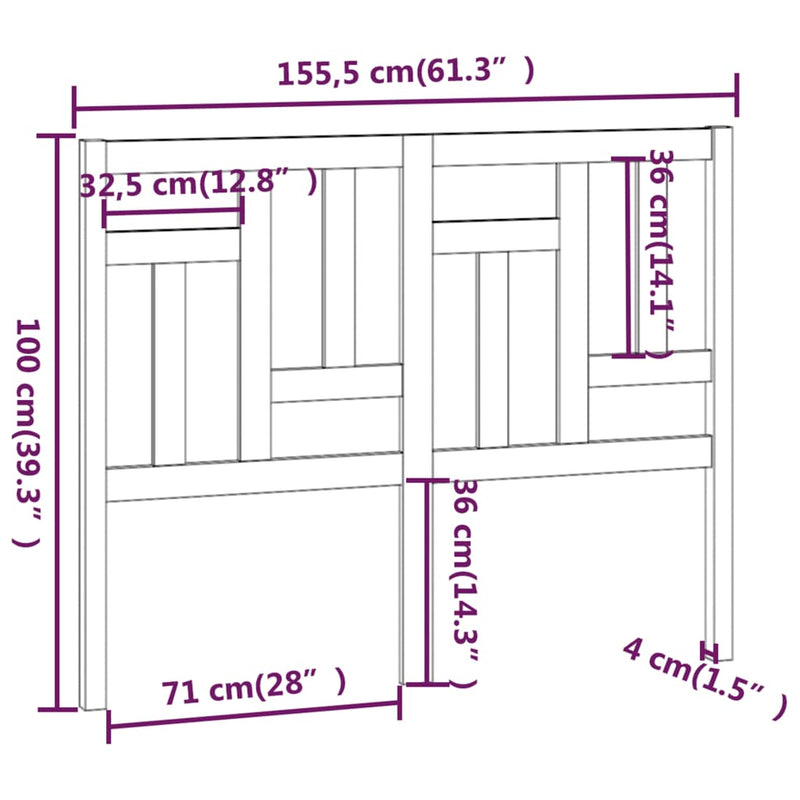 vidaXL fehér tömör fenyőfa ágyfejtámla 155,5x4x100 cm