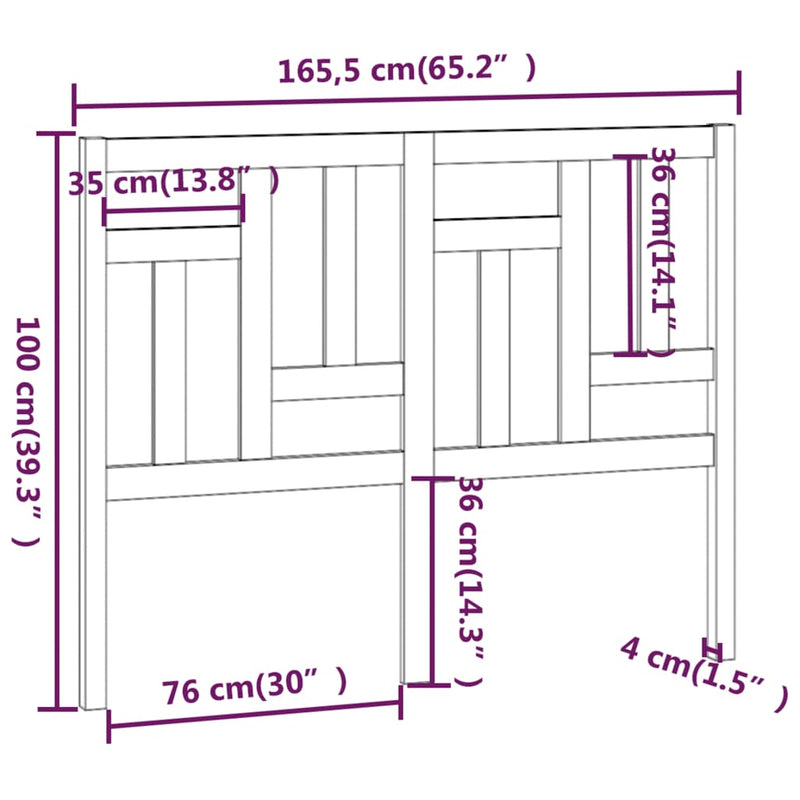 vidaXL tömör fenyőfa ágyfejtámla 165,5 x 4 x 100 cm