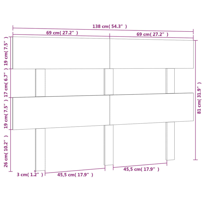 vidaXL mézbarna tömör fenyőfa ágyfejtámla 138x3x81 cm
