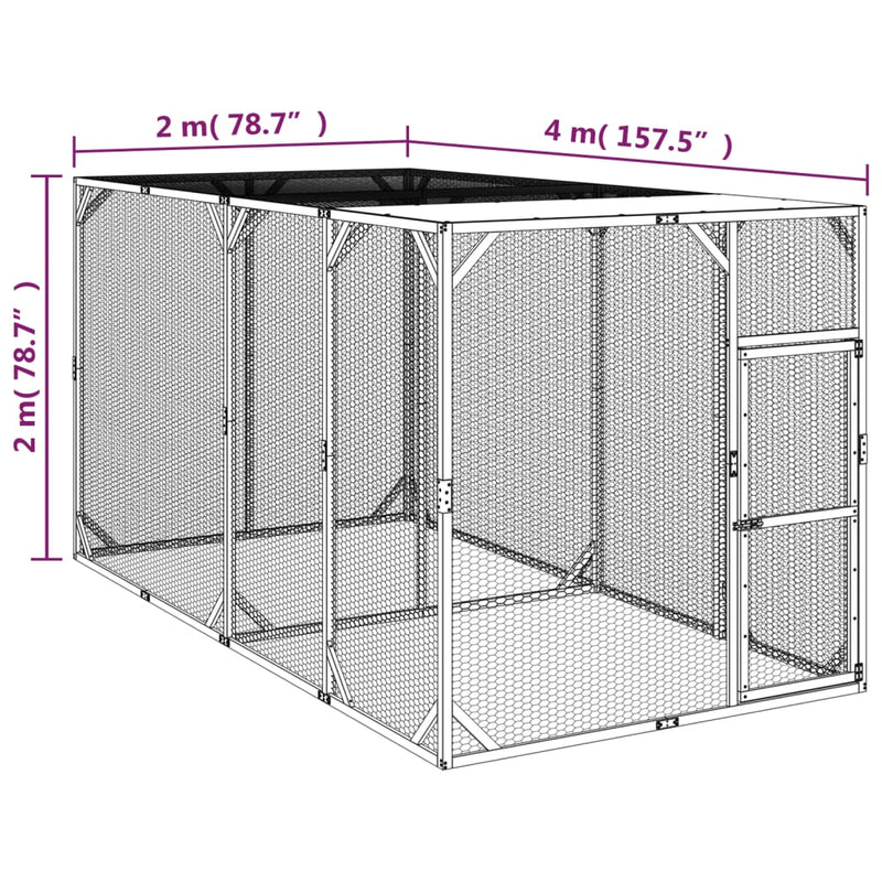 vidaXL impregnált tömör fenyőfa tyúkól 200 x 400 x 200 cm