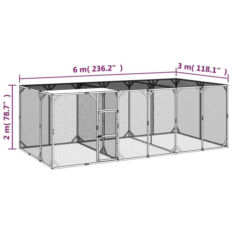 vidaXL impregnált tömör fenyőfa tyúkól 600 x 300 x 200 cm