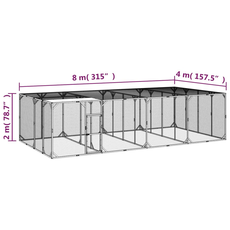 vidaXL impregnált tömör fenyőfa tyúkól 800 x 400 x 200 cm