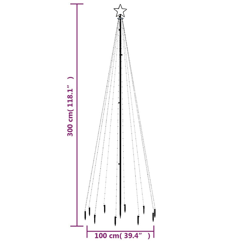 vidaXL kék fényű karácsonyfa tüskével 310 LED-del 300 cm