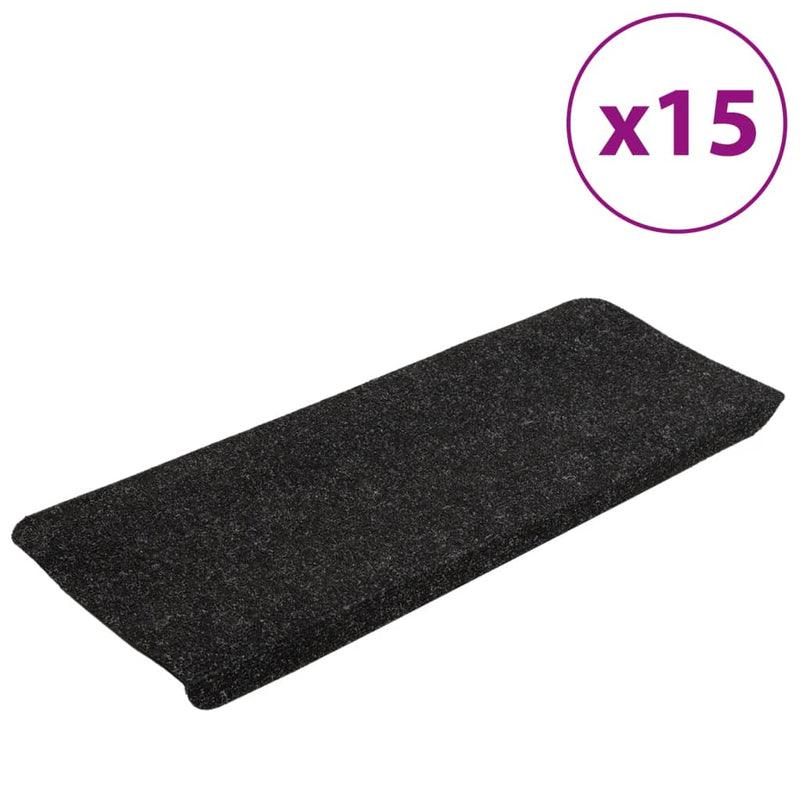 vidaXL 15 db antracitszürke öntapadó lépcsőszőnyeg 65x24,5x3,5 cm