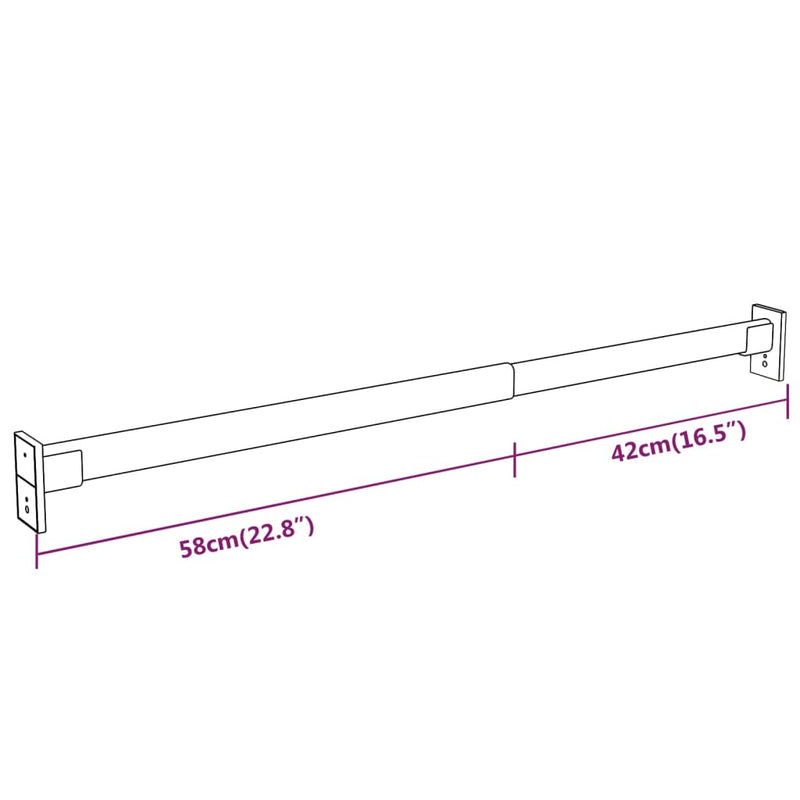 vidaXL 2 db ezüst teleszkópos gardróbsín 58-100 cm