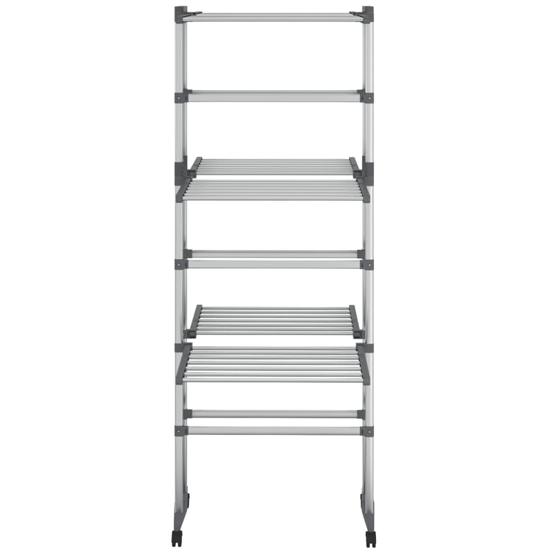 vidaXL 3 szintes ezüst ruhaszárító állvány kerekekkel 60x70x129 cm