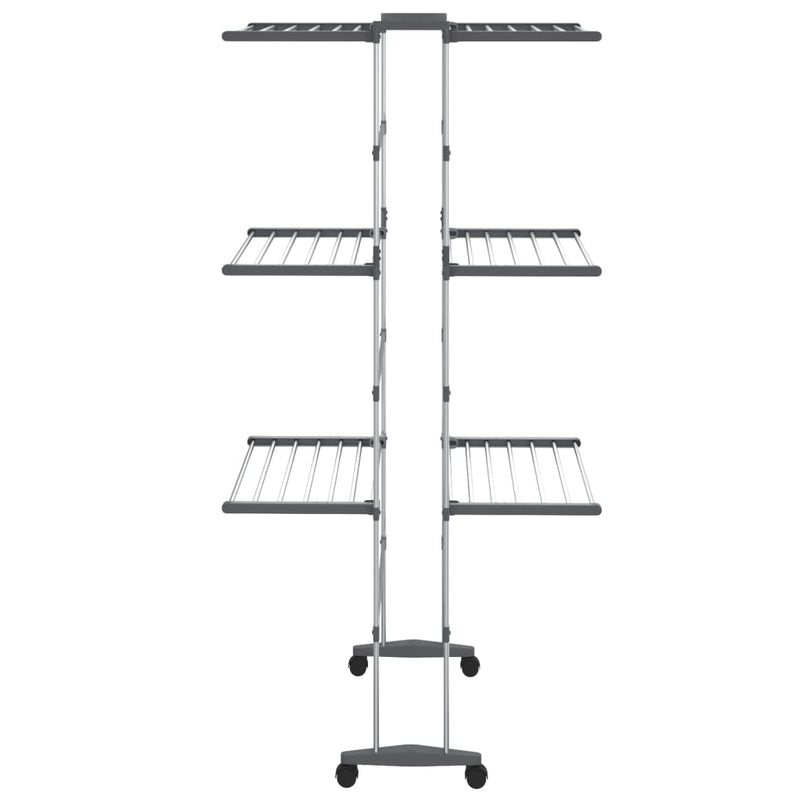 vidaXL 3 szintes ezüst ruhaszárító állvány kerekekkel 60x70x129 cm