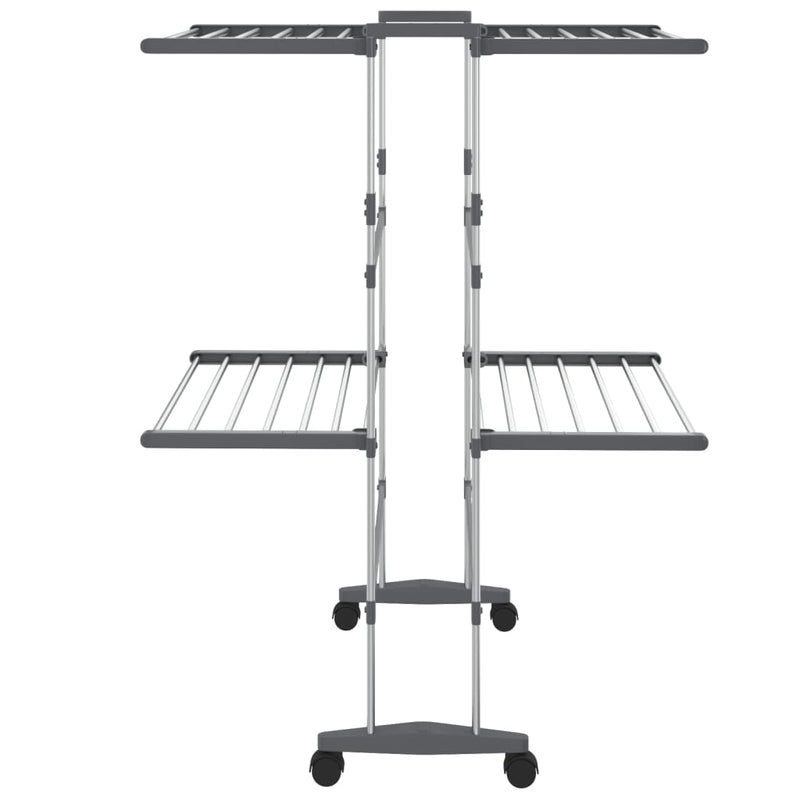 vidaXL 2-szintes ezüst ruhaszárító állvány kerekekkel 60x70x106 cm