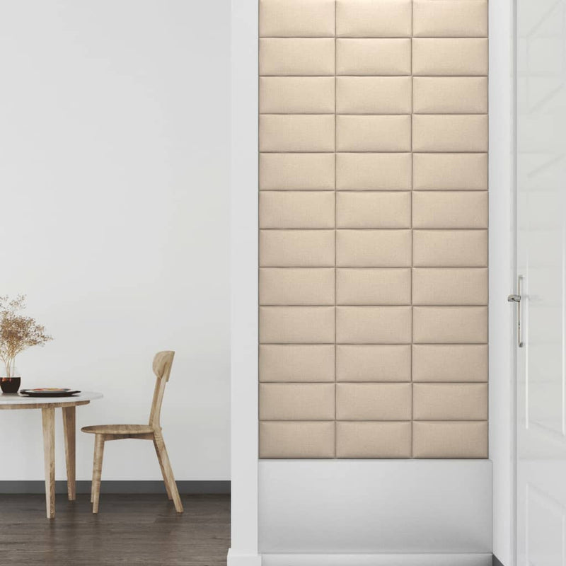 vidaXL 12 db krémszínű szövet fali panel 30 x 15 cm 0,54 m²