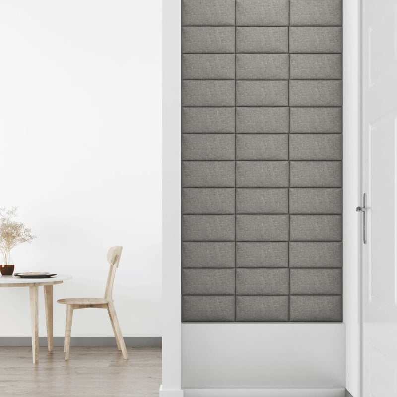 vidaXL 12 db világosszürke szövet fali panel 30 x 15 cm 0,54 m²