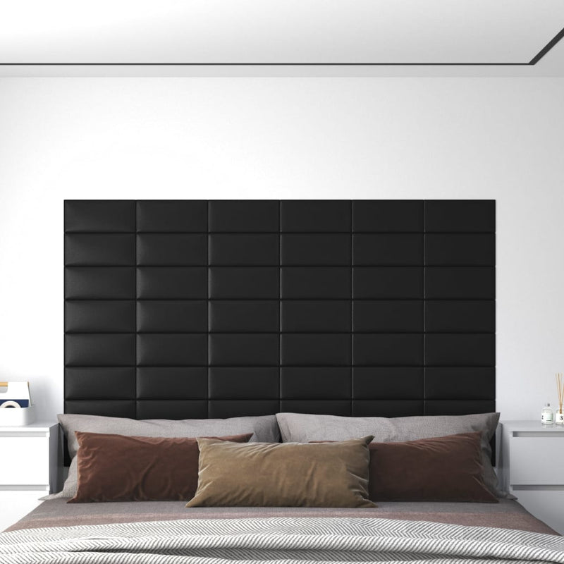 vidaXL 12 db fekete műbőr fali panel 30x15cm 0,54m²
