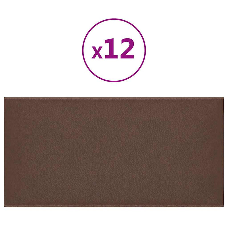 vidaXL 12 db barna műbőr fali panel 30 x 15 cm 0,54 m²