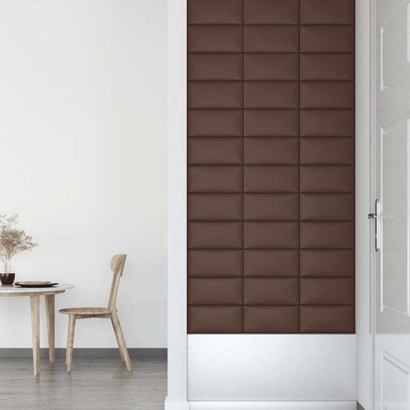vidaXL 12 db barna műbőr fali panel 30 x 15 cm 0,54 m²