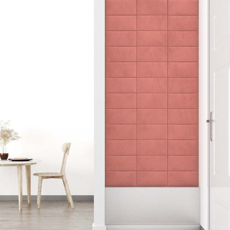 vidaXL 12 db rózsaszín bársony fali panel 30 x 15 cm 0,54 m²
