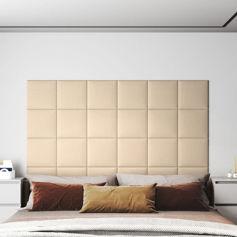 vidaXL 12 db krémszínű szövet fali panel 30 x 30 cm 1,08 m²