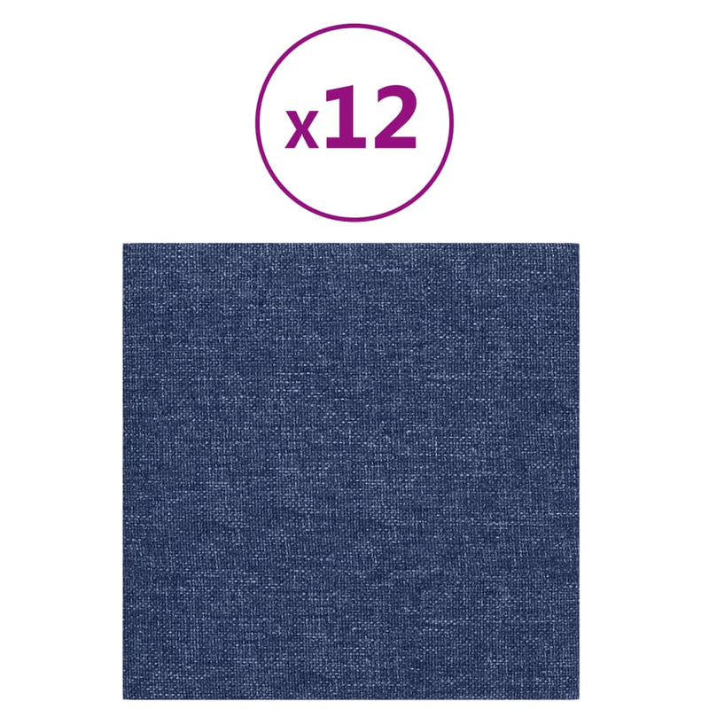 vidaXL 12 db kék szövet fali panel 30 x 30 cm 1,08 m²