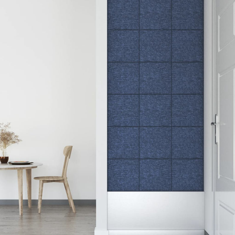 vidaXL 12 db kék szövet fali panel 30 x 30 cm 1,08 m²