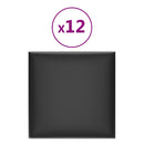 vidaXL 12 db fekete műbőr fali panel 30 x 30 cm 1,08 m²