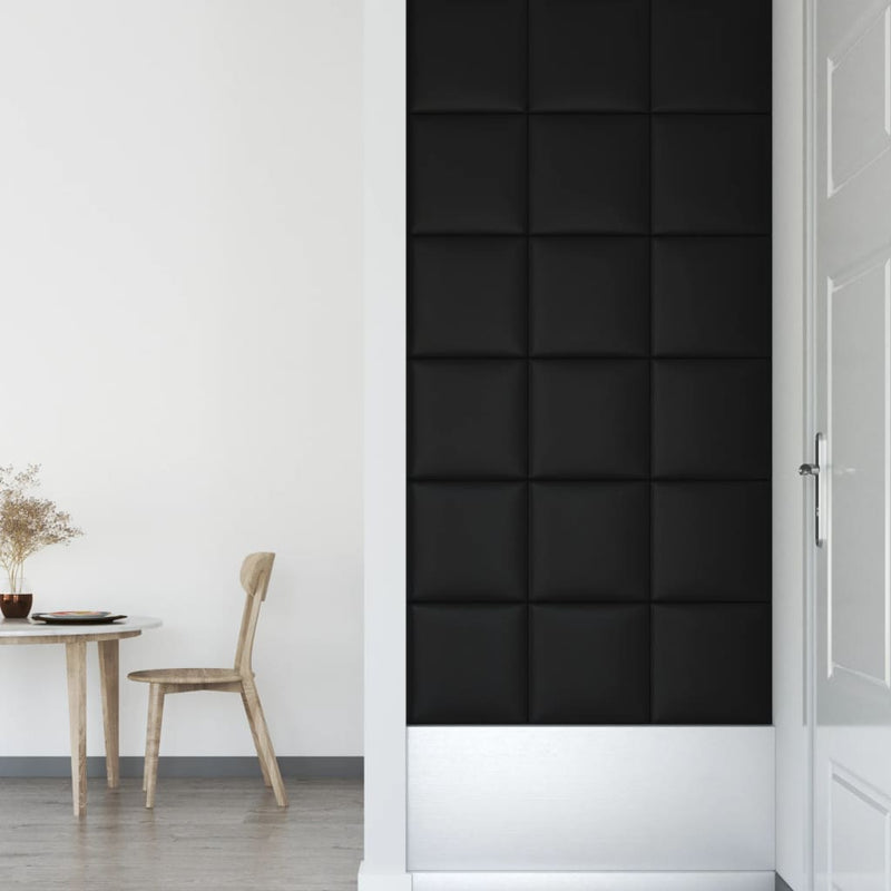vidaXL 12 db fekete műbőr fali panel 30 x 30 cm 1,08 m²
