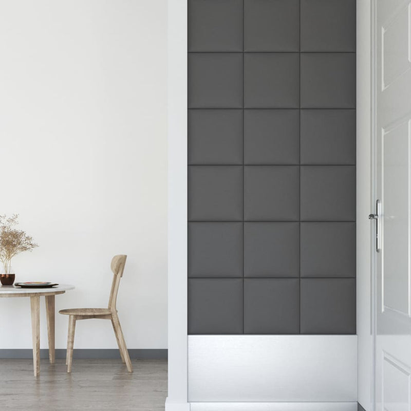 vidaXL 12 db szürke műbőr fali panel 30 x 30 cm 1,08 m²