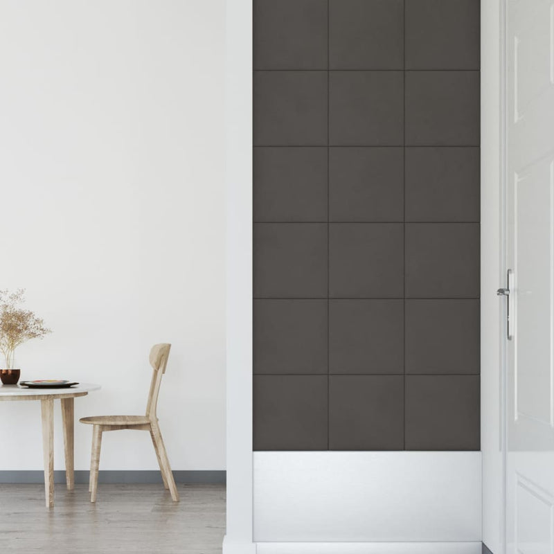 vidaXL 12 db sötétszürke bársony fali panel 30 x 30 cm 1,08 m²