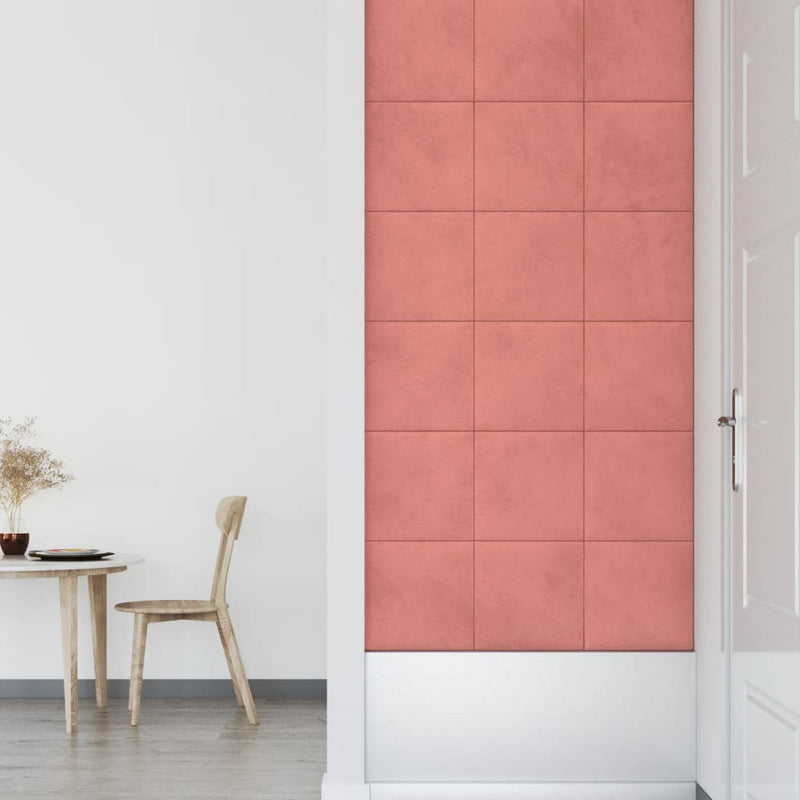 vidaXL 12 db rózsaszín bársony fali panel 30 x 30 cm 1,08 m²