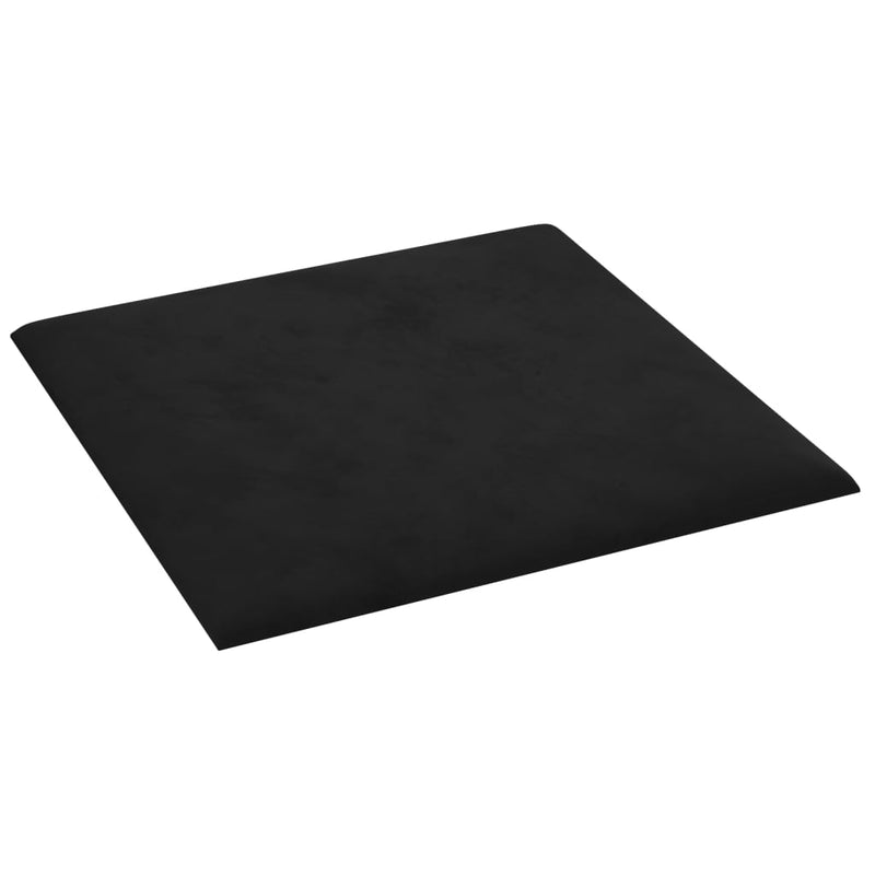 vidaXL 12 db fekete bársony fali panel 30 x 30 cm 1,08 m²