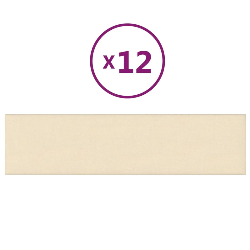 vidaXL 12 db krémszínű szövet fali panel 60 x 15 cm 1,08 m²