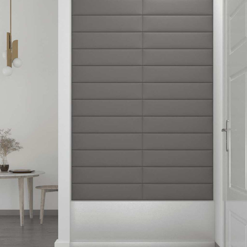 vidaXL 12 db világosszürke szövet fali panel 60x15 cm 1,08 m²