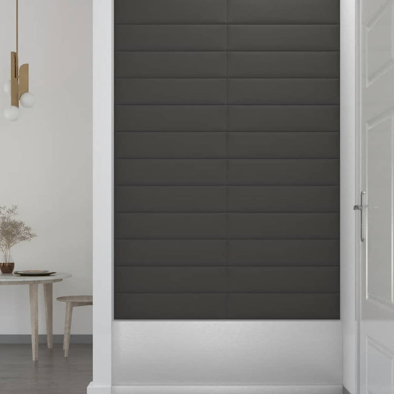 vidaXL 12 db sötétszürke szövet fali panel 60x15 cm 1,08 m²