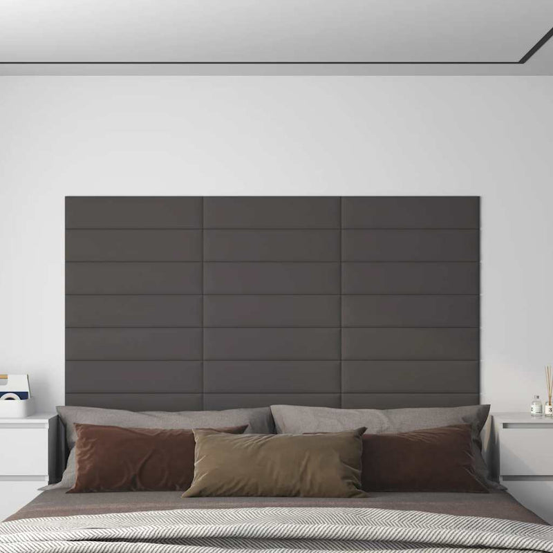 vidaXL 12 db sötétszürke szövet fali panel 60x15 cm 1,08 m²