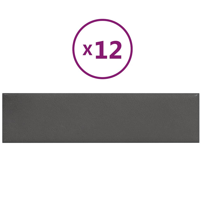vidaXL 12 db szürke műbőr fali panel 60 x 15 cm 1,08 m²