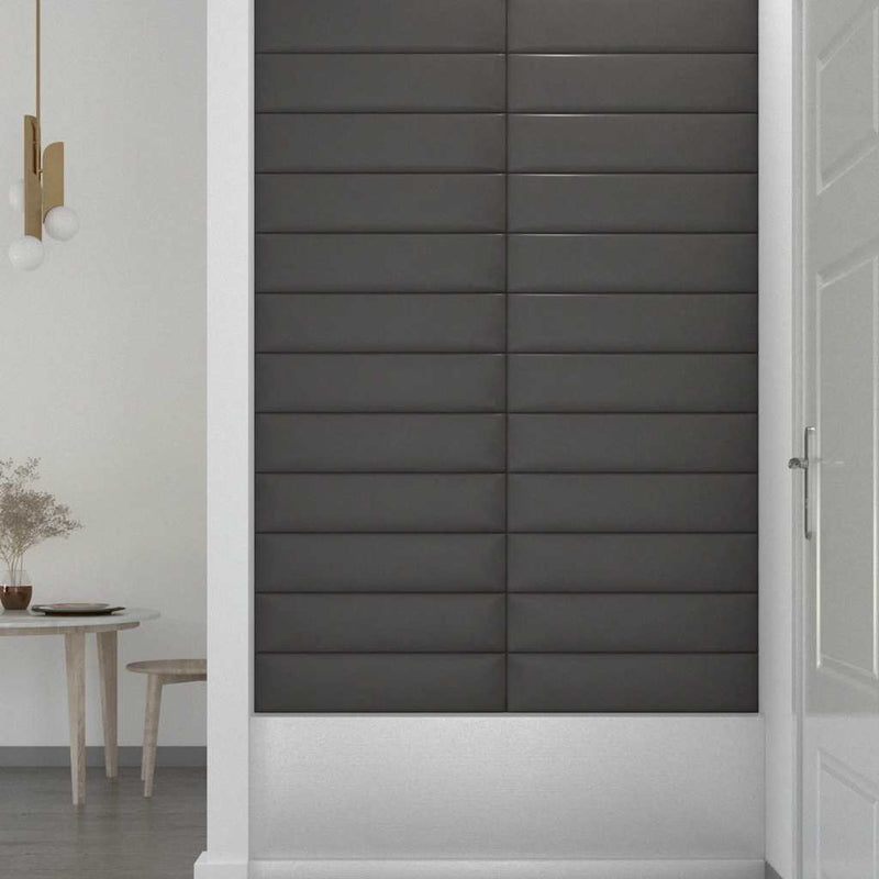 vidaXL 12 db szürke műbőr fali panel 60 x 15 cm 1,08 m²