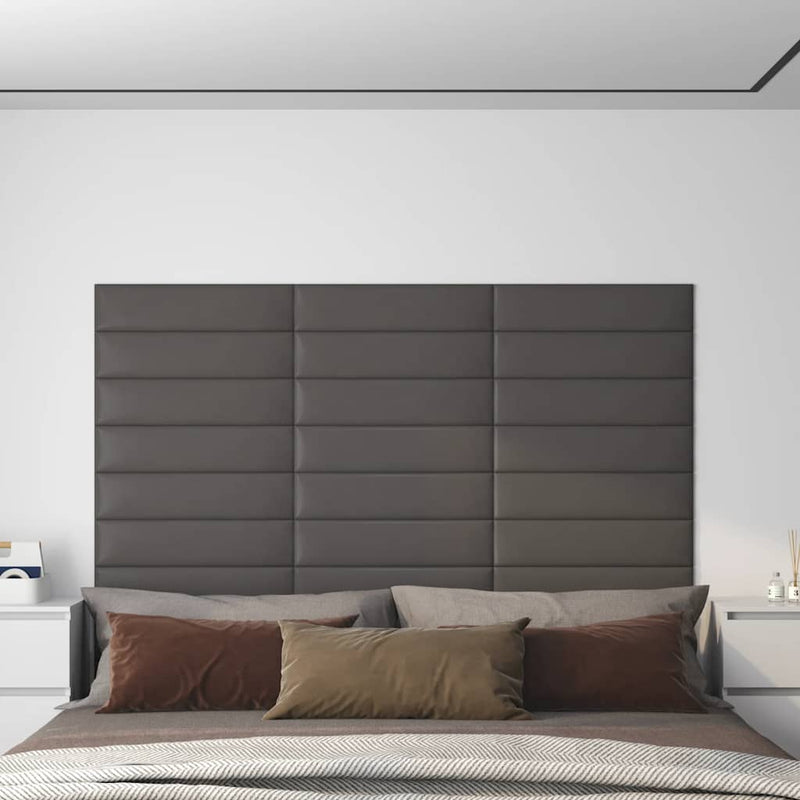 vidaXL 12 db szürke műbőr fali panel 60 x 15 cm 1,08 m²