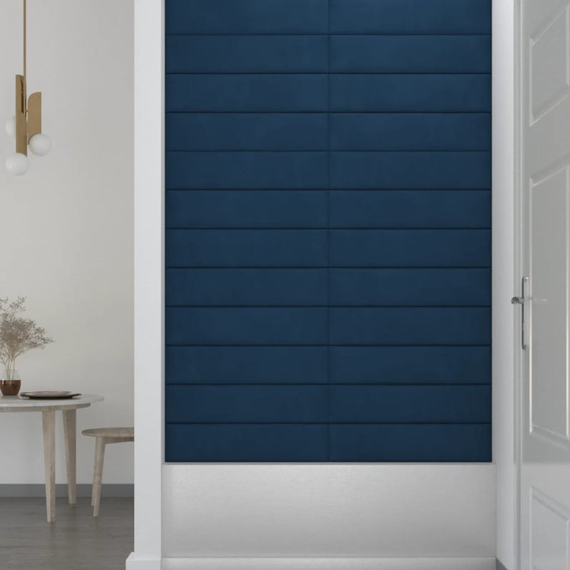 vidaXL 12 db kék bársony fali panel 60 x 15 cm 1,08 m²