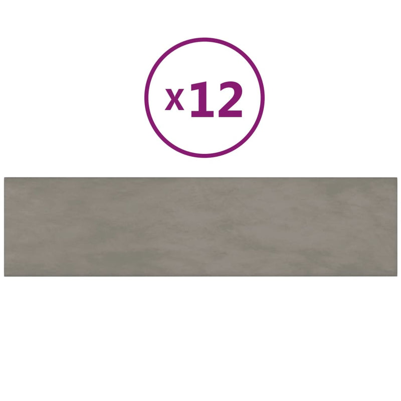 vidaXL 12 db világosszürke bársony fali panel 60x15 cm 1,08 m²