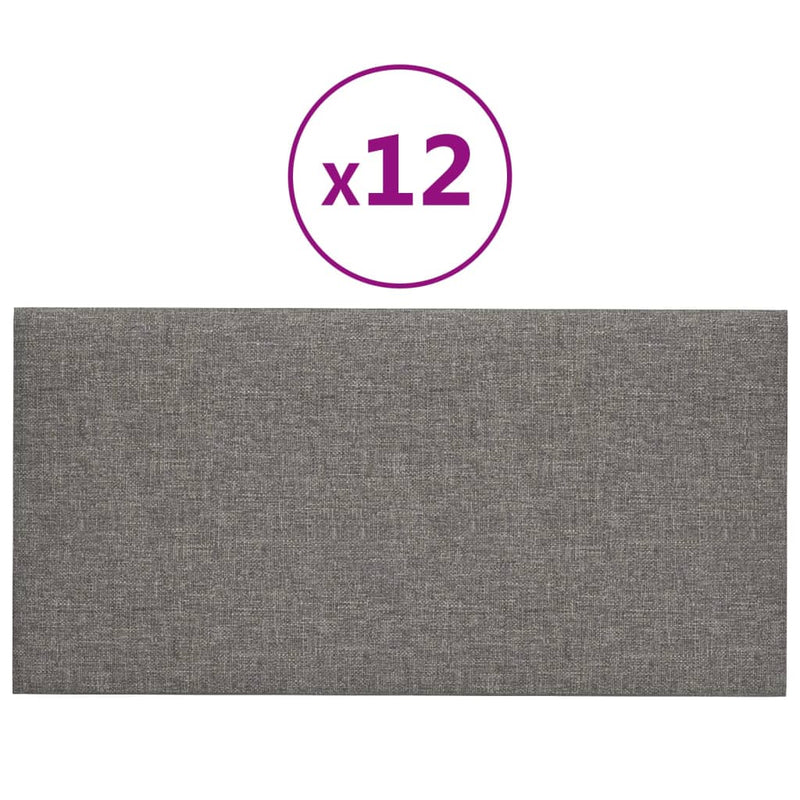 vidaXL 12 db világosszürke szövet fali panel 60x30 cm 2,16 m²