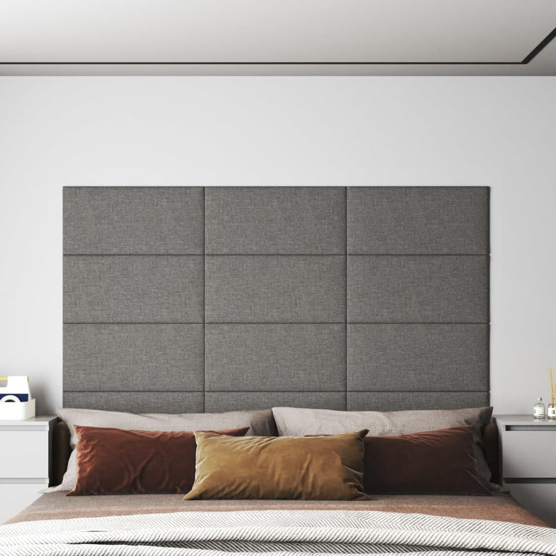 vidaXL 12 db világosszürke szövet fali panel 60x30 cm 2,16 m²