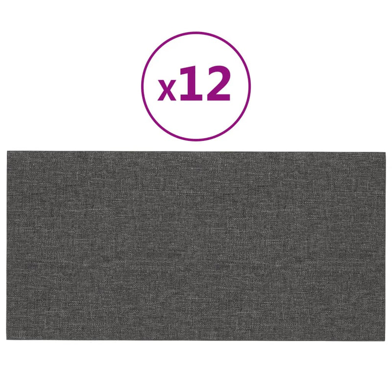 vidaXL 12 db sötétszürke szövet fali panel 60 x 30 cm 2,16 m²