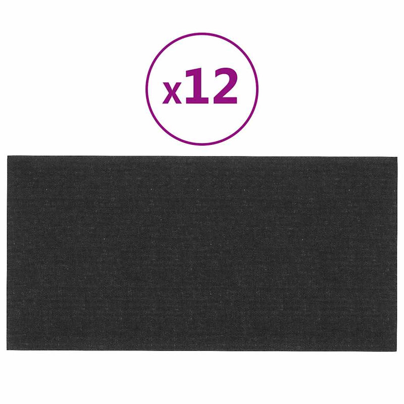 vidaXL 12 db fekete szövet fali panel 60x30 cm 2,16 m²
